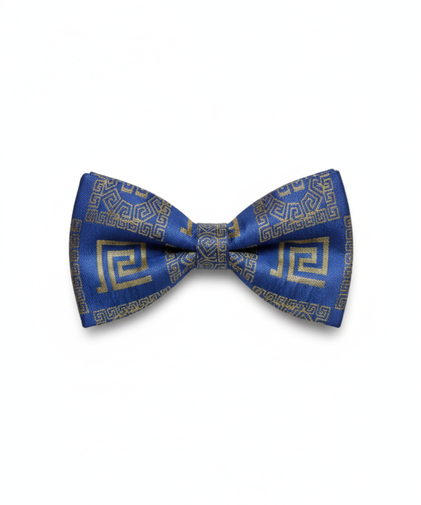 Royal Blue & Gold Patterned Bow Tie ? Elegant Formal Accessory