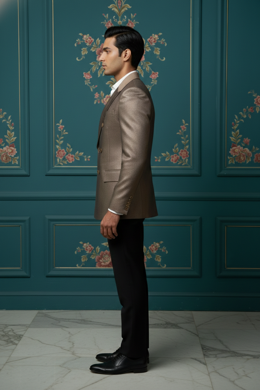 Men?s Premium Bronze Metallic Double-Breasted Blazer ? Luxury Slim-Fit Formal Tuxedo Jacket - Image 3