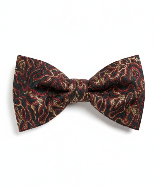 Black & Red Paisley Jacquard Bow Tie ? Sophisticated Formal Accessory