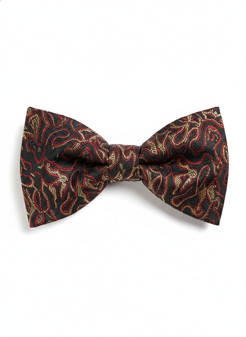 Black & Red Paisley Jacquard Bow Tie ? Sophisticated Formal Accessory