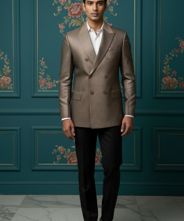 Men?s Premium Bronze Metallic Double-Breasted Blazer ? Luxury Slim-Fit Formal Tuxedo Jacket