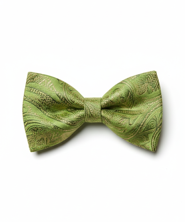 Green Paisley Jacquard Bow Tie ? Stylish Formal Accessory