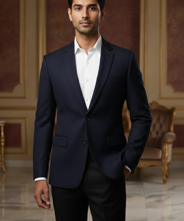 Men?s Premium Midnight Navy Blue Blazer ? Essential Slim-Fit Formal Suit Jacket for Business & Occasions