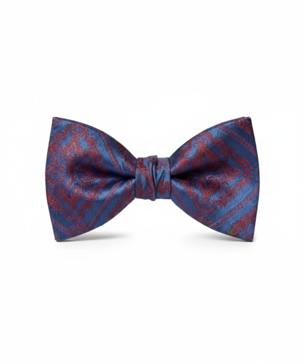 Blue & Red Paisley Bow Tie ? Premium Formal Accessory
