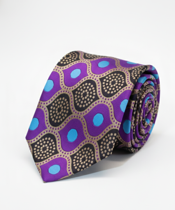 Premium Men?s Art Silk Tie ? Purple Geometric Pattern | Formal & Party Wear