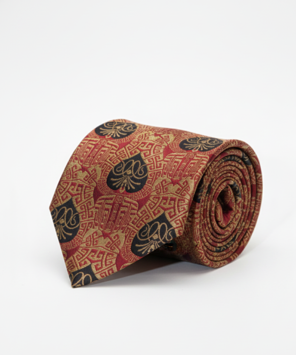 Red Tie with Golden & Black Work ? Elegant Designer Necktie