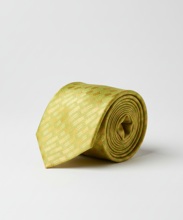 Premium Olive Green Silk Tie with Subtle Woven Pattern