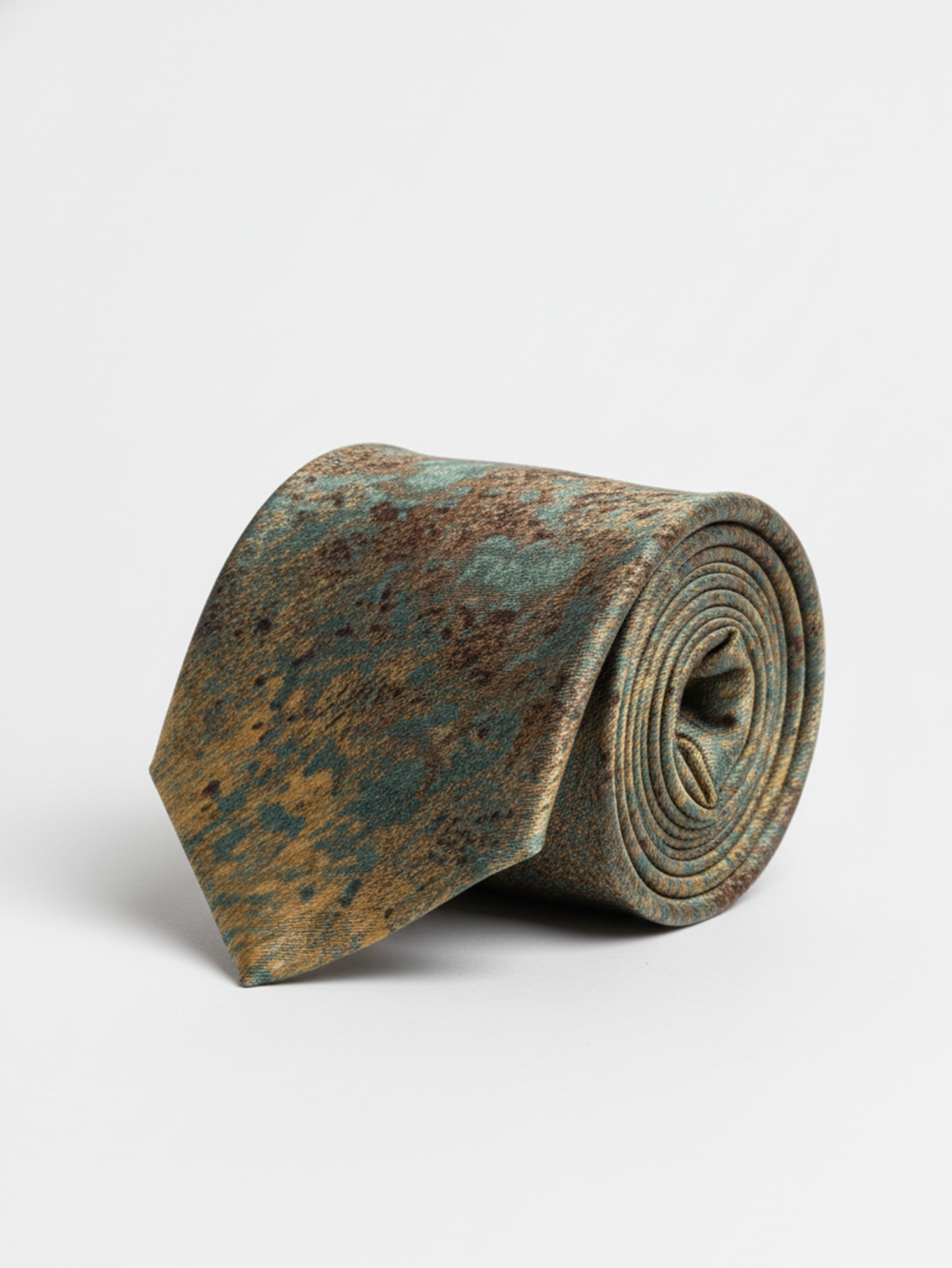 Blue Art Silk Tie with Golden & Red Patch Work