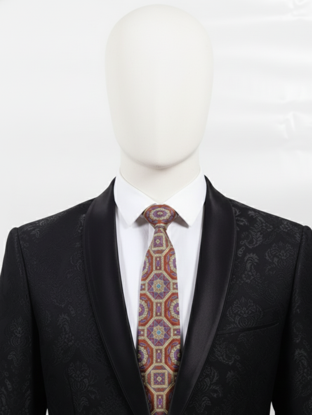Art Silk Medallion Tie in Brown & Rust Classic Elegance Wear - Image 3