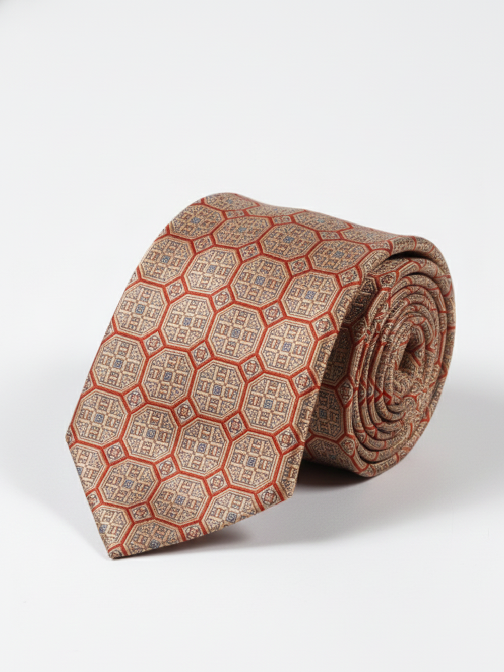 Cream Art Silk Tie with Dark Cream Lines ? Subtle Striped Elegance