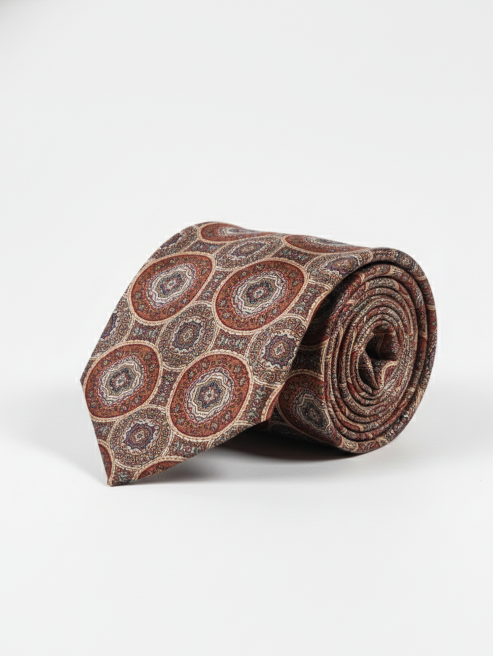 Art Silk Medallion Tie in Brown & Rust Classic Elegance Wear
