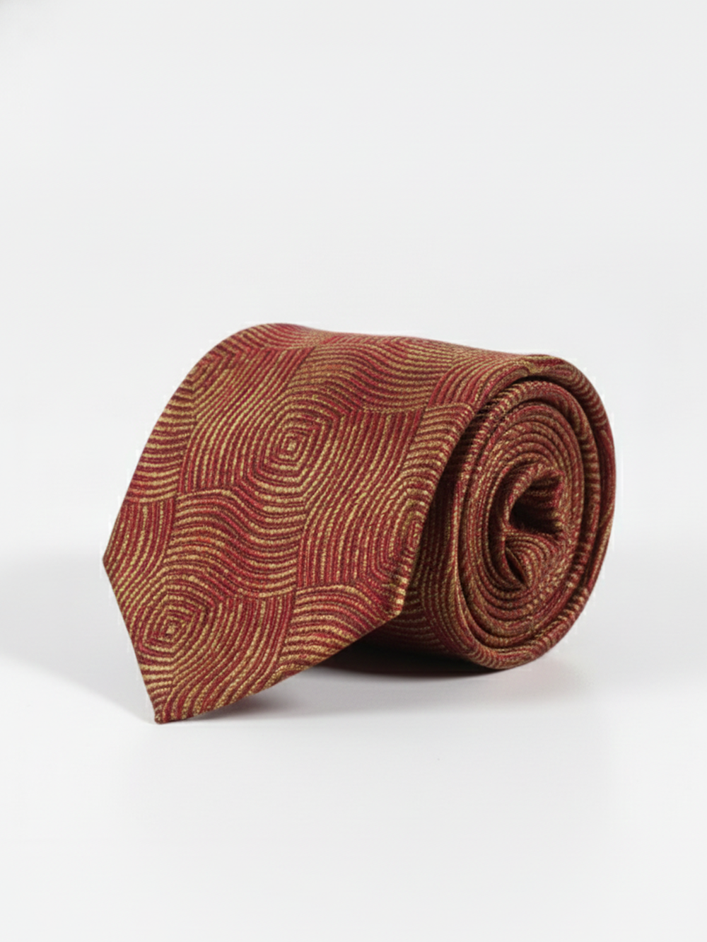 Luxury Red Silk Necktie with Elegant Golden Embroidery