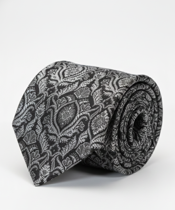 Classic Black Tie with White Print ? Modern Elegance