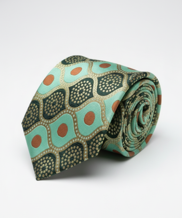 Stylish Dark & Light Green Tie with Red Dots ? Bold Yet Elegant