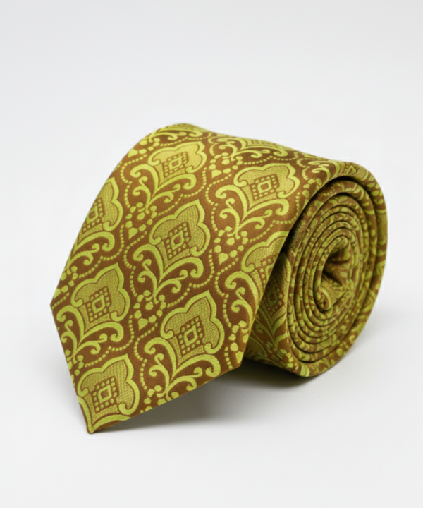 Elegant Yellow & Brown Tie ? Bold Style Meets Classic Charm