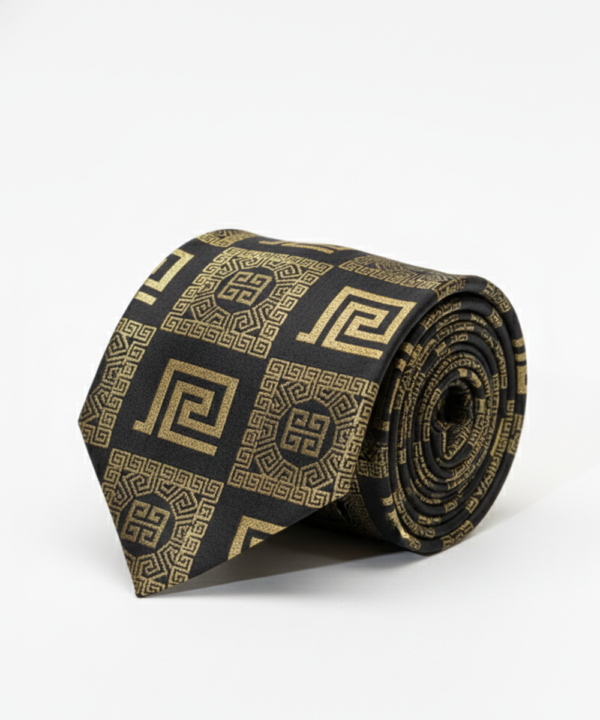 Black Tie with Golden Work ? Premium Formal Necktie