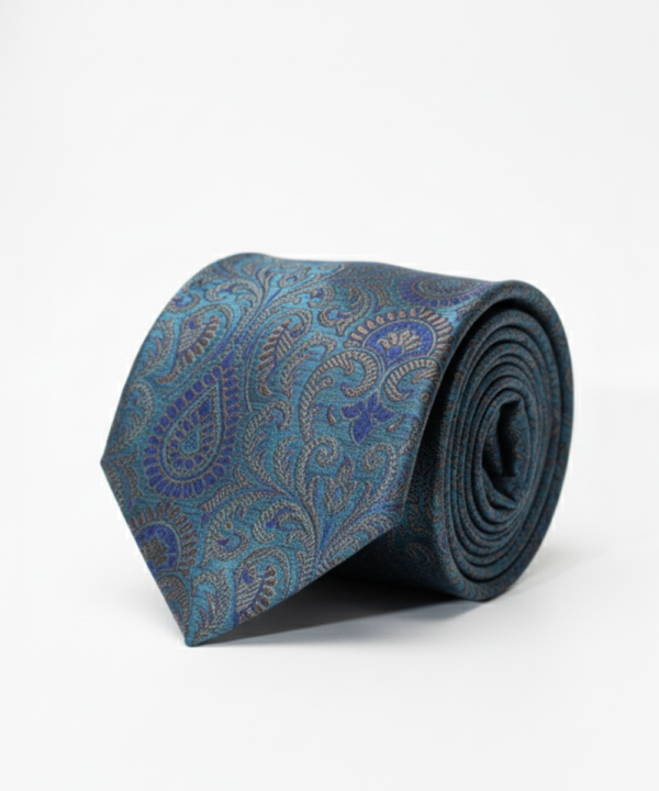 Blue Designer Pattern Art Silk Neck Tie ? Stylish & Modern