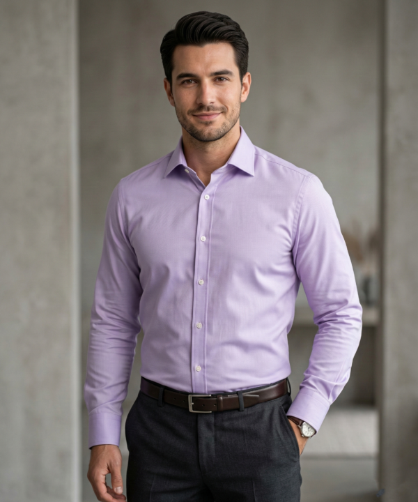 Men’s Lavender Formal Shirt | Premium Slim Fit Full Sleeve Office Wear Shirt | Cotton Blend Business & Party Wear Shirt for Men