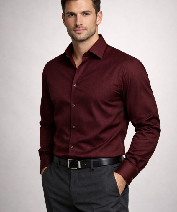 Men’s Maroon Formal Shirt | Premium Slim Fit Full Sleeve Shirt for Men | Cotton Blend Office Wear & Party Wear Shirt