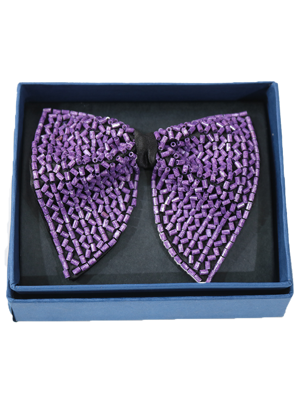Royal Amethyst Hand-Beaded Textured Bow Tie - Image 4
