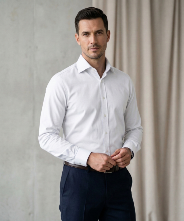Men's Premium White Formal Shirt | Classic Slim Fit Office Wear Shirt | Cotton Blend Full Sleeve Business Shirt for Men