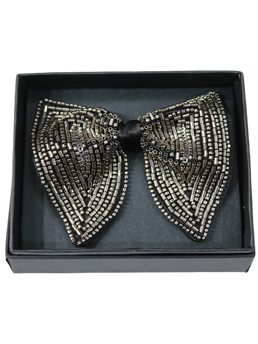 Royal Metallic Beaded Butterfly Statement Bow Tie - Image 4