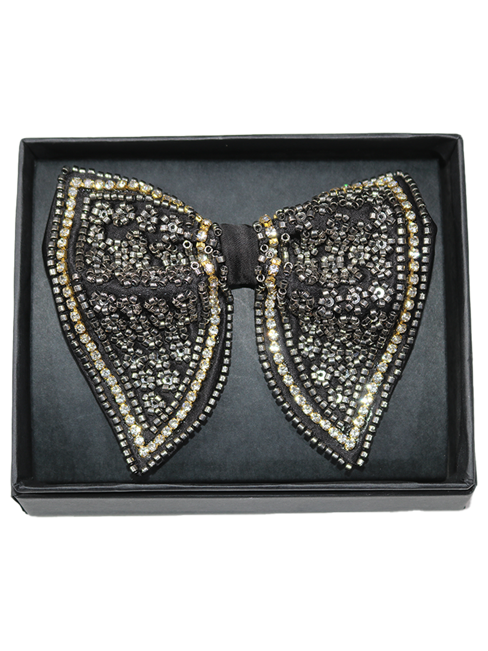 Silver-Mist: Hand-Embroidered Butterfly Bow Tie - Image 4