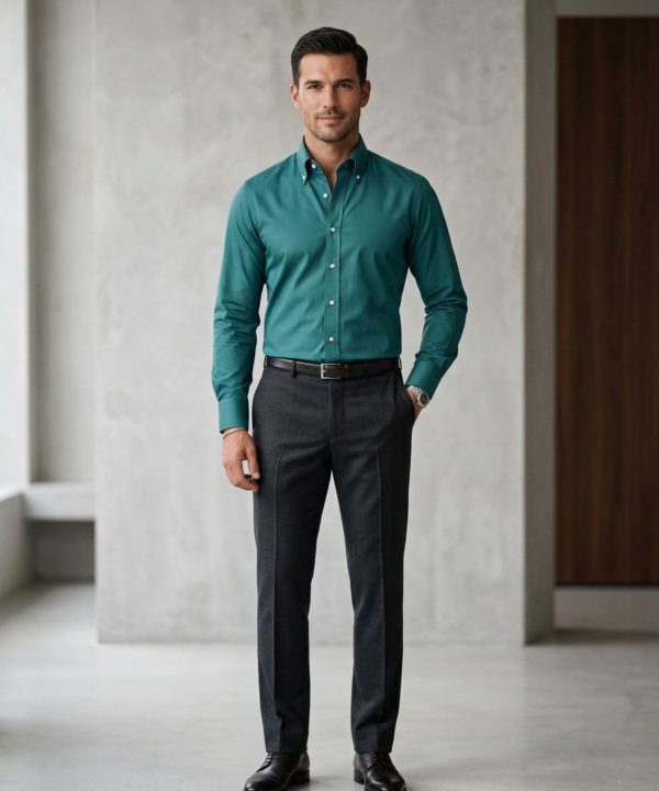 Men’s Teal Formal Shirt | Premium Slim Fit Full Sleeve Office Wear Shirt | Cotton Blend Business & Party Wear Shirt for Men