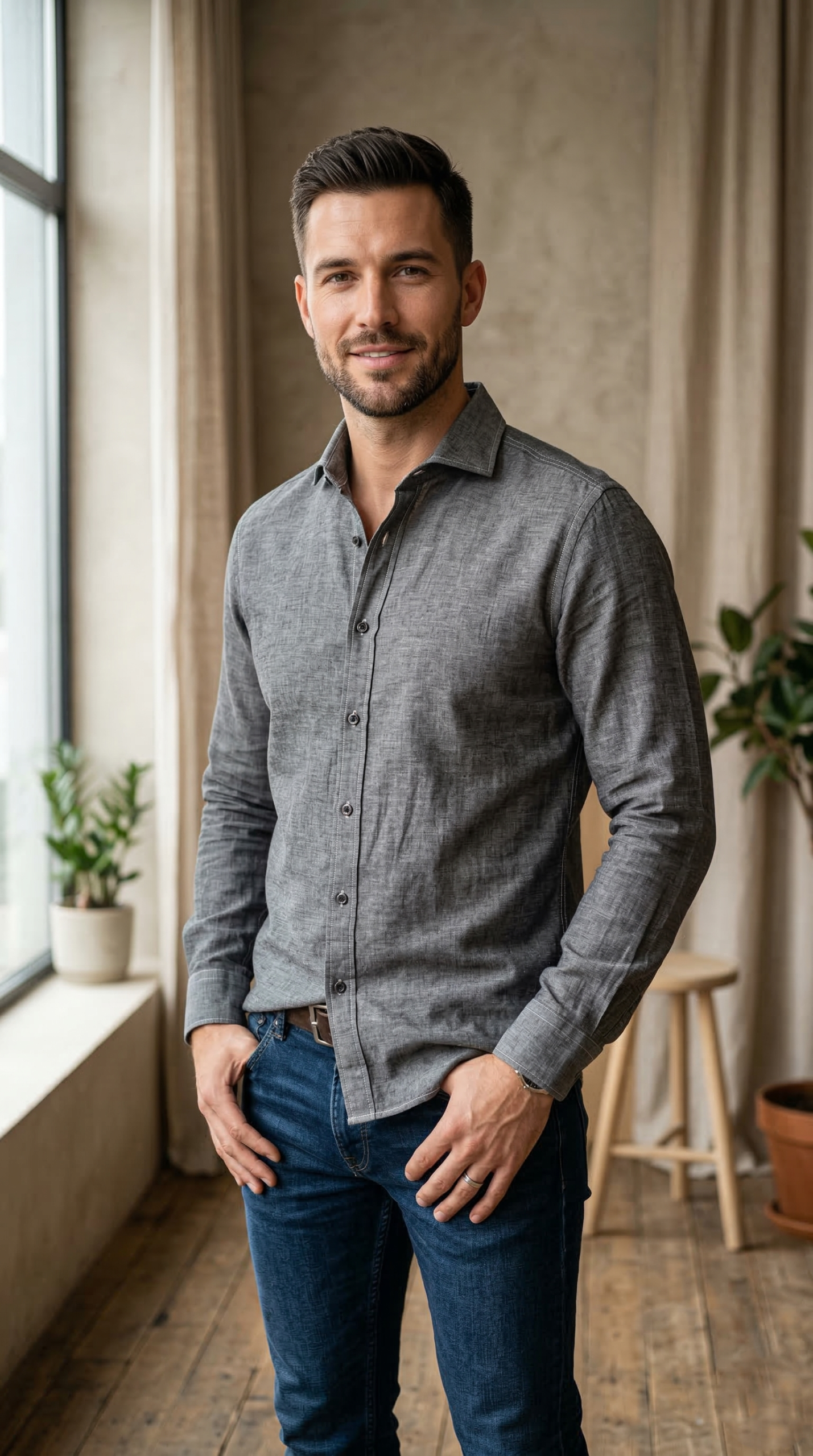 Men’s Dark Grey Casual Shirt – Premium Cotton Regular Fit Stylish Button-Down Everyday Shirt