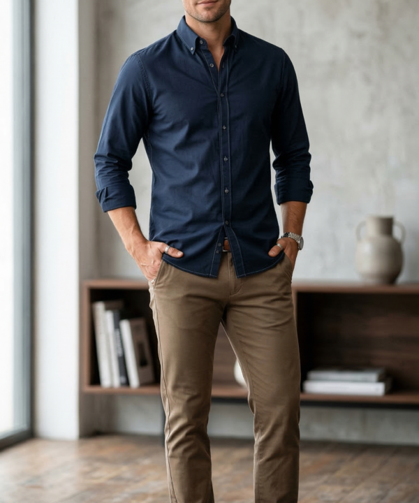 Men’s Casual Button-Down Oxford in Midnight Navy
