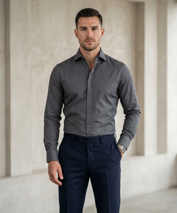 Charcoal Grey Formal Shirt for Men | Premium Cotton Blend Regular Fit Office & Business Wear Shirt