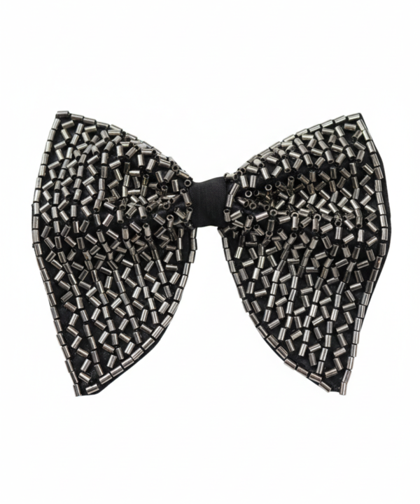 Black Metallic Embroidered Hand-Beaded Bow Tie