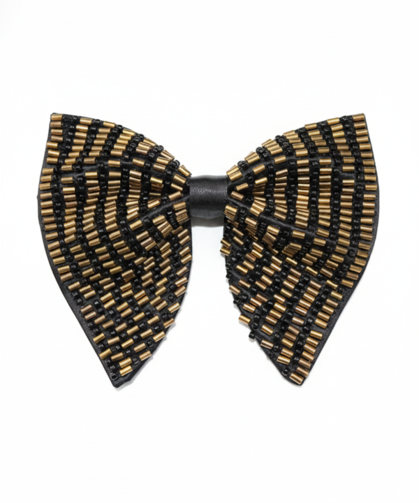 Black & Gold Scattered Embroidered Bow Tie