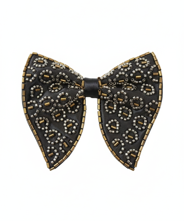 Men’s Black & Gold Beaded Embroidered Bow Tie