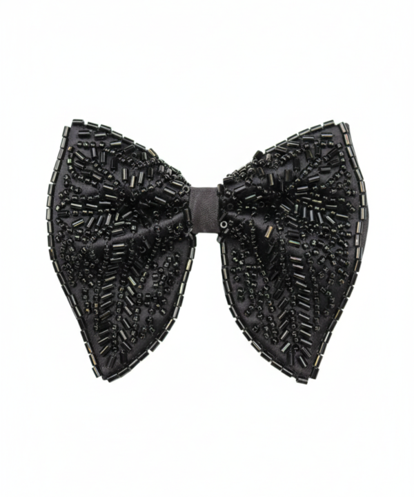 Black Embroidered Beaded Luxury Bow Tie