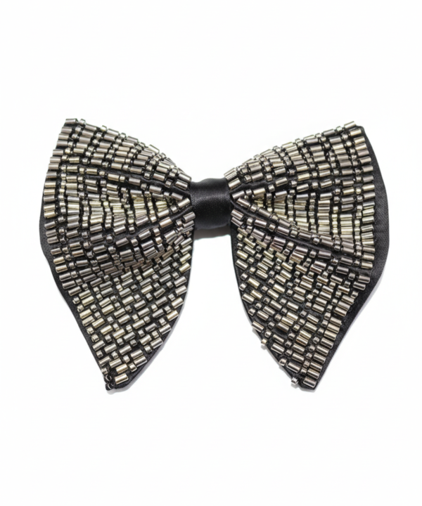 Men's Linear Hand-Embroidered Beaded Bow Tie