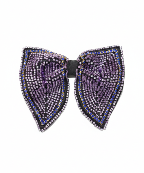 Purple Hand-Beaded Crystal Luxury Designer Bow Tie