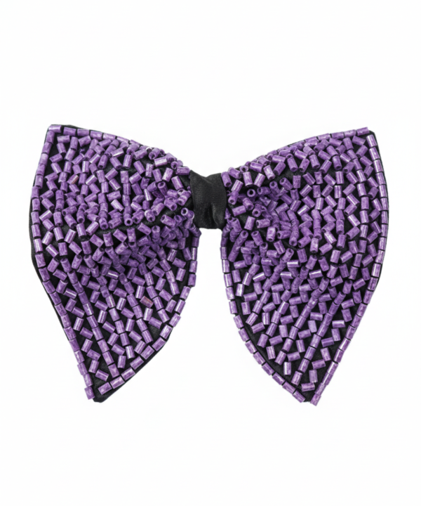 Royal Amethyst Hand-Beaded Textured Bow Tie