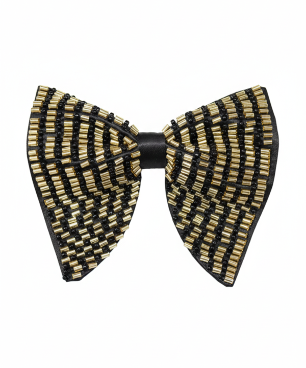 Noir & Gold Art Deco Hand-Beaded Bow Tie