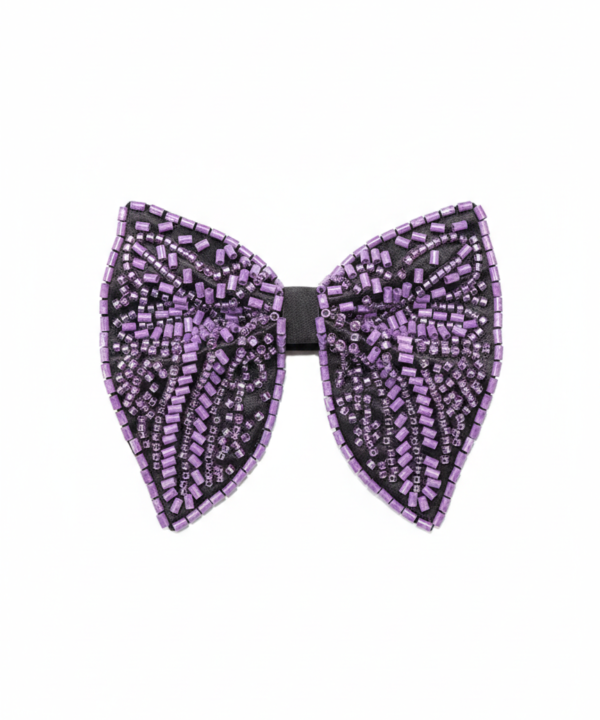 Lavender Purple Beaded Butterfly Bow Tie