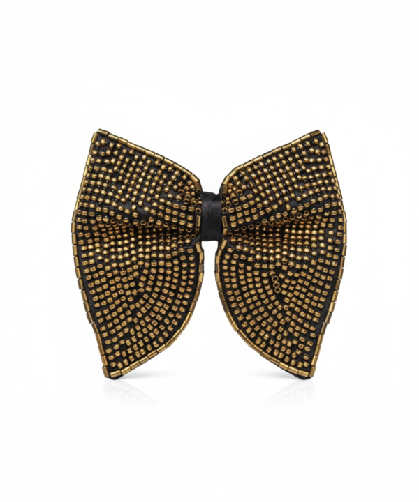 Gold Beaded Butterfly Statement Bow Tie
