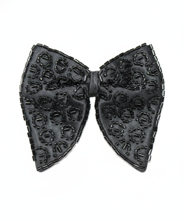 Black Beaded Patterned Butterfly Bow Tie