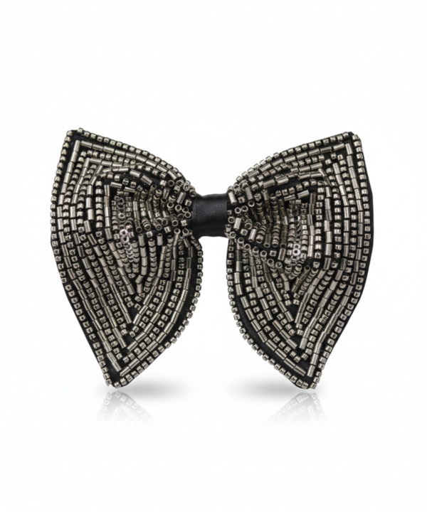 Royal Metallic Beaded Butterfly Statement Bow Tie