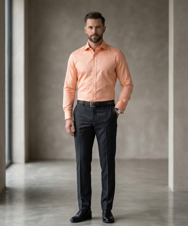Peach Formal Shirt for Men | Premium Cotton Blend Regular Fit Office & Business Wear Shirt