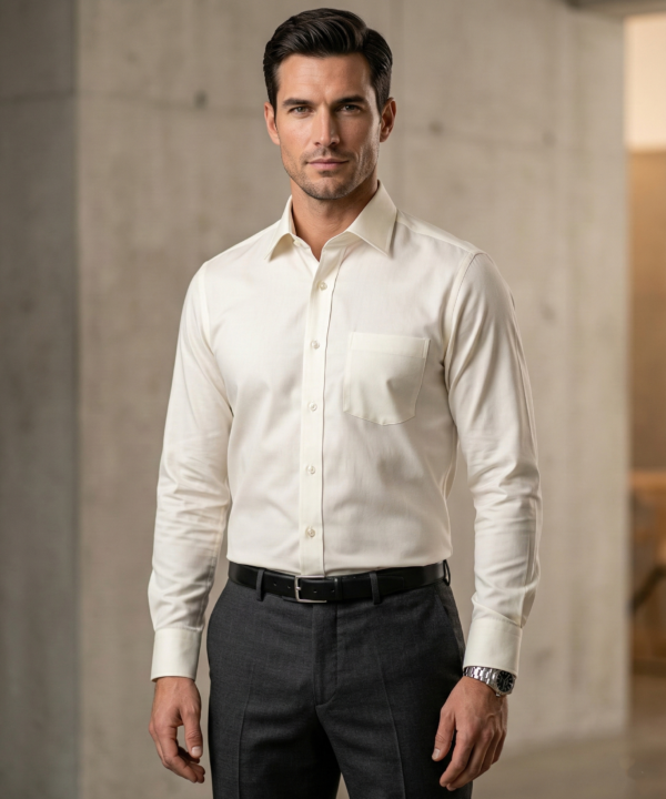 Ivory Formal Shirt for Men | Premium Cotton Blend Regular Fit Office & Business Wear Shirt