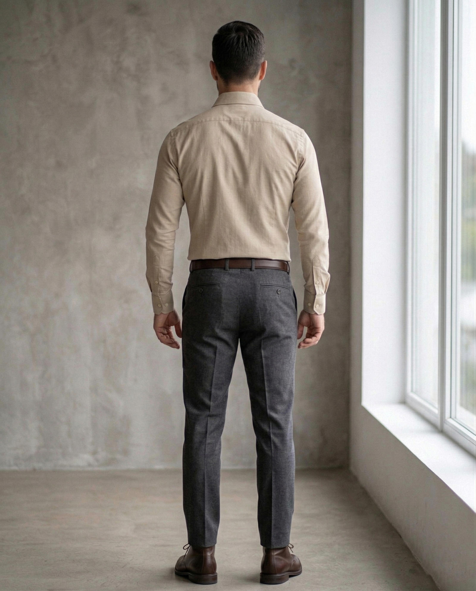 Beige Formal Shirt for Men | Premium Cotton Blend Regular Fit Office & Business Wear Shirt - Image 4