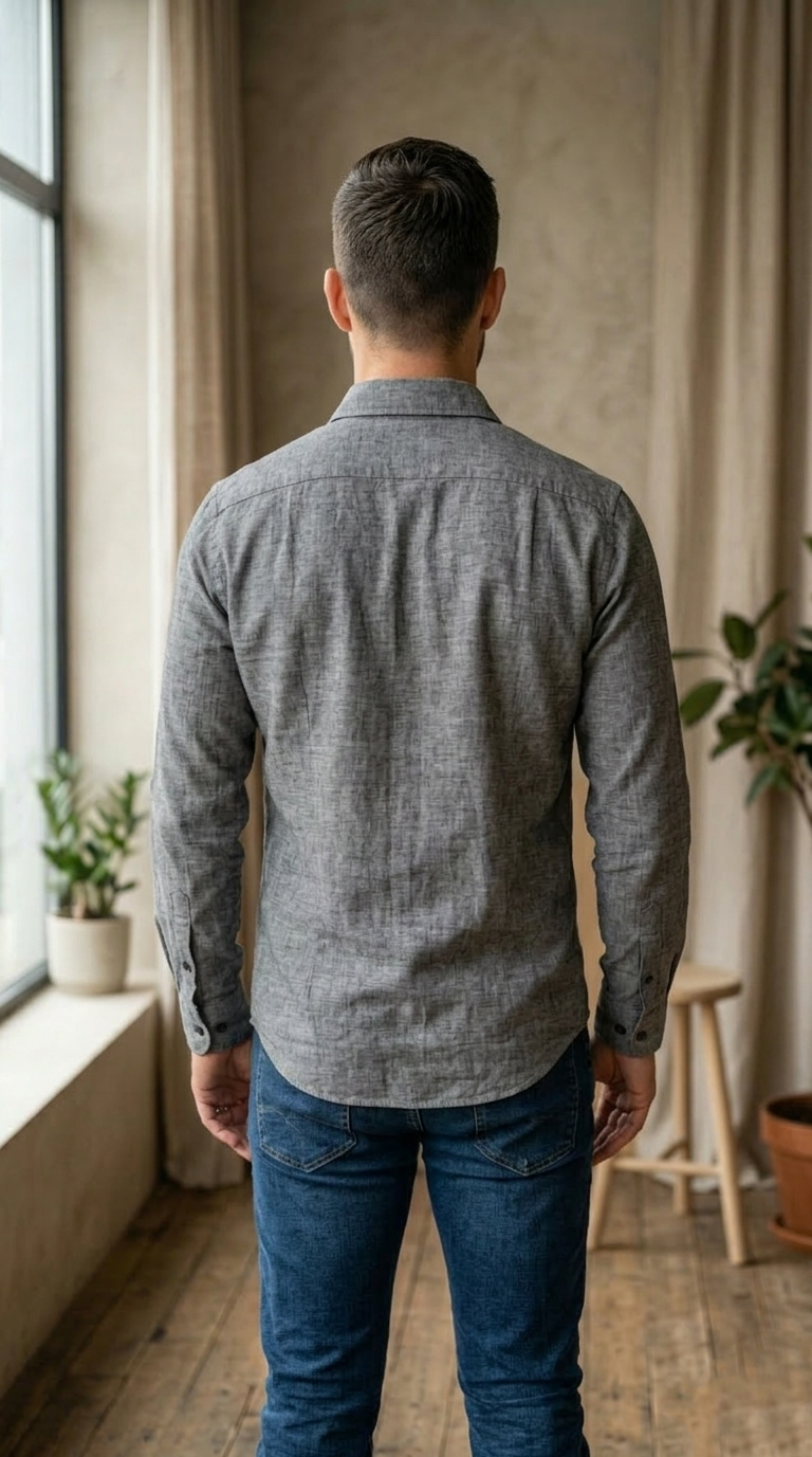 Men’s Dark Grey Casual Shirt – Premium Cotton Regular Fit Stylish Button-Down Everyday Shirt - Image 3