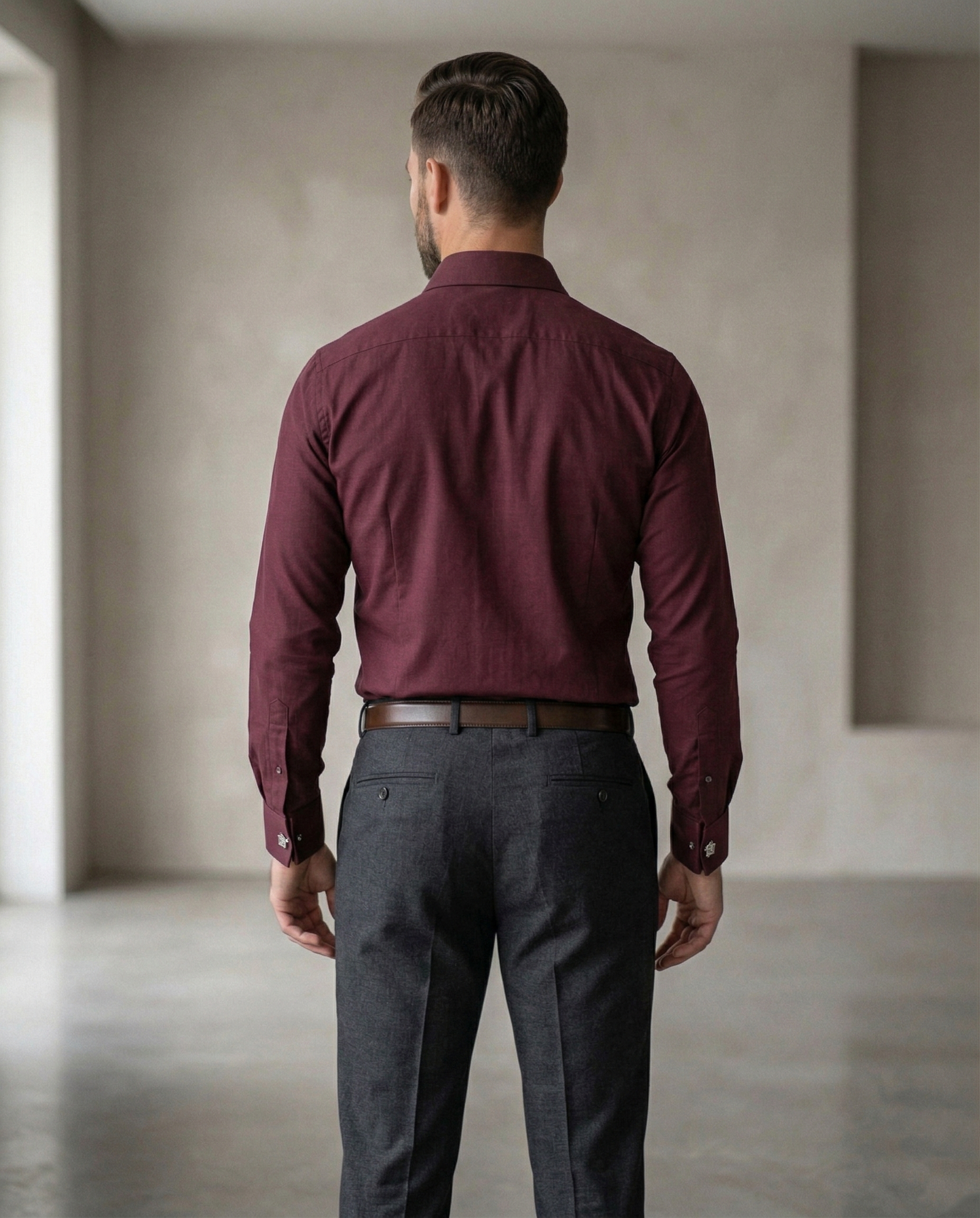 Wine Color Formal Shirt for Men | Premium Cotton Blend Regular Fit Office & Business Wear Shirt. - Image 2