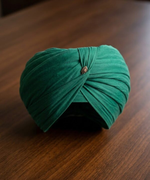 Emerald Forest Formal Turban – Jeweled Pleat Detail