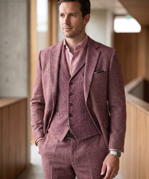Tweed 3-Piece Suit in Dusty Rose